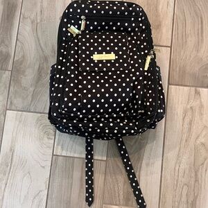 Jujube Diaper Bag Backpack - black with white polka dot